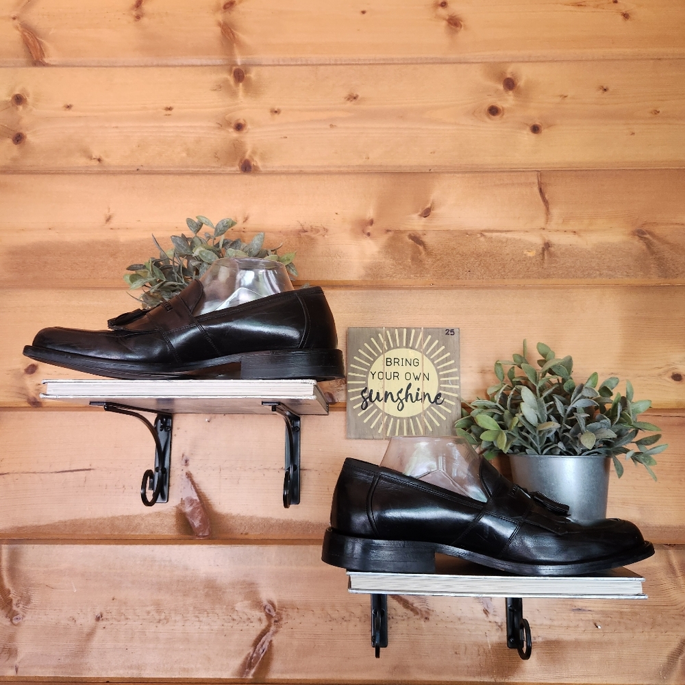 Johnston & Murphy Signature Series Black Leather Shoe Kiltie Tassel Loafer Sz 8M - Picture 4 of 11